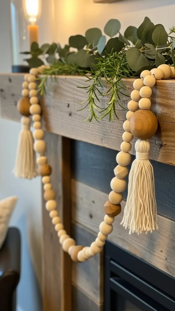 Wood Bead Garland With Tassels