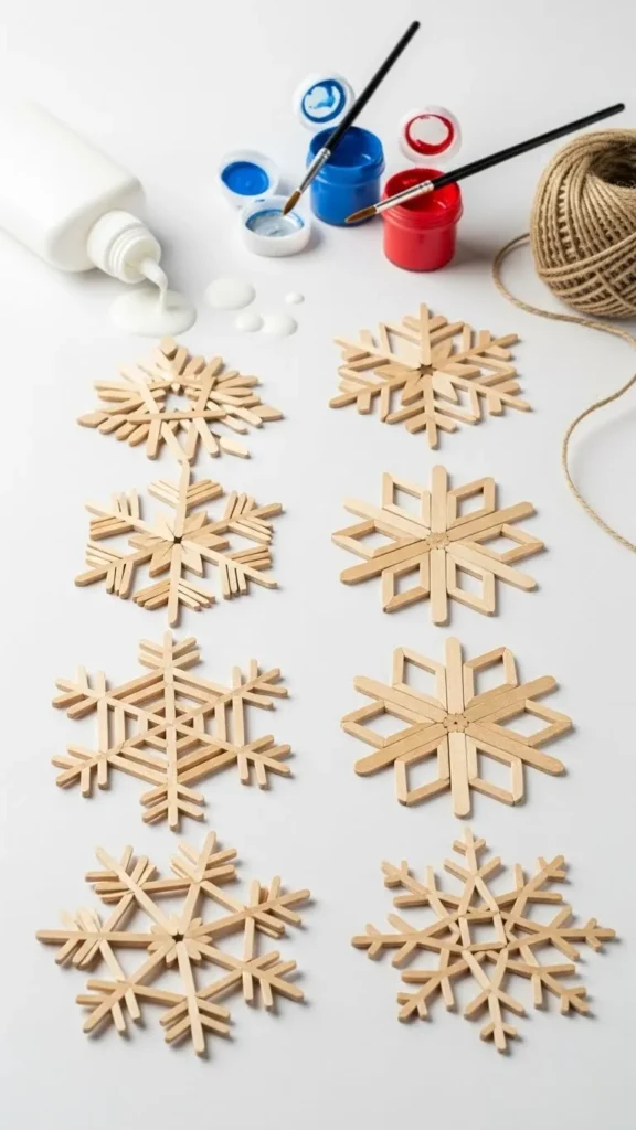 Wooden Popsicle Stick Snowflake
