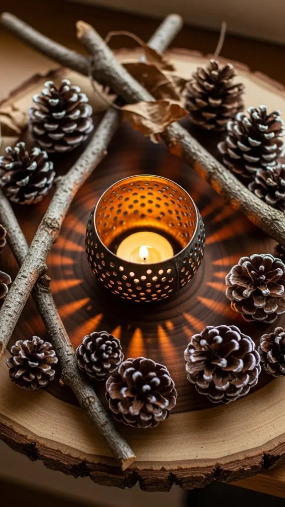 Wooden Slice Candle Base