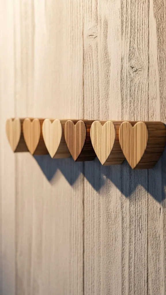 Minimal Wood Block Heart Row