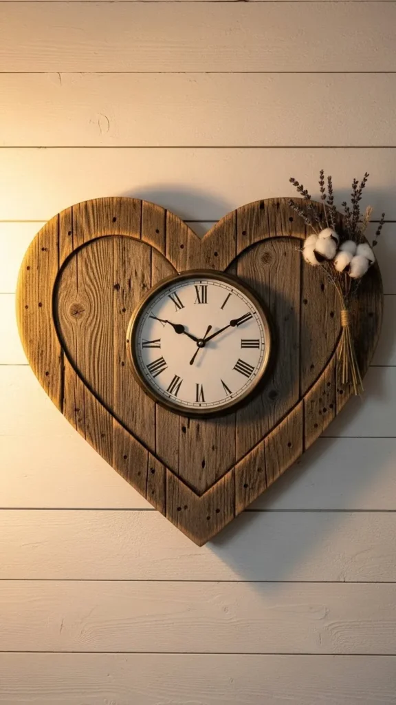 Wooden Heart Clock Frame