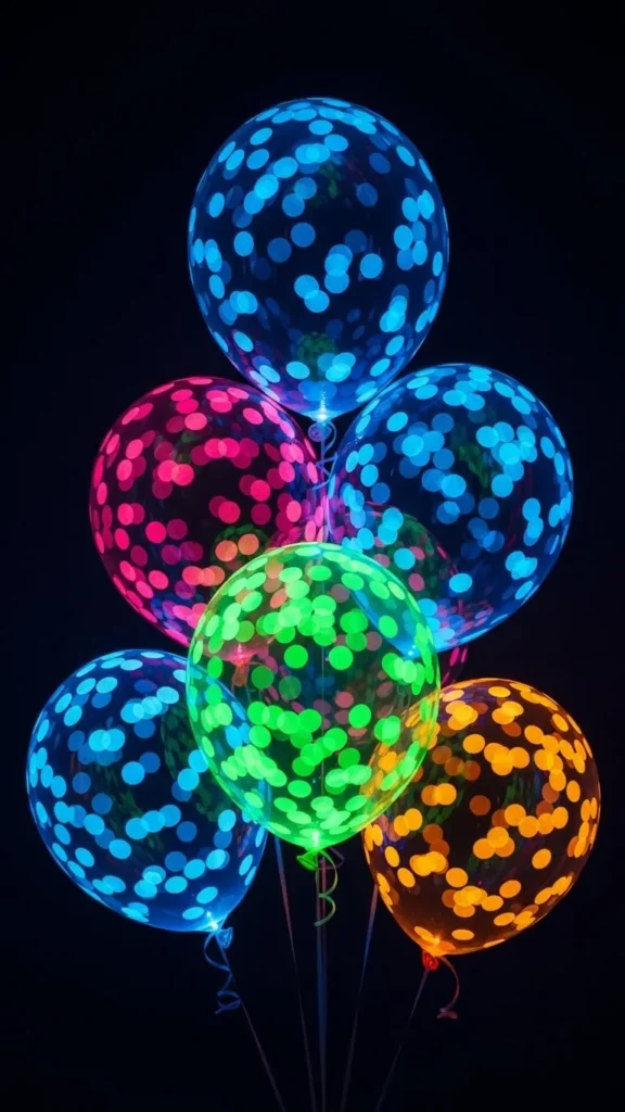 Black and Neon Confetti Balloons