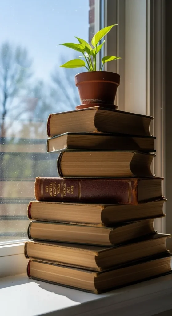 Book Stack Plant Stand