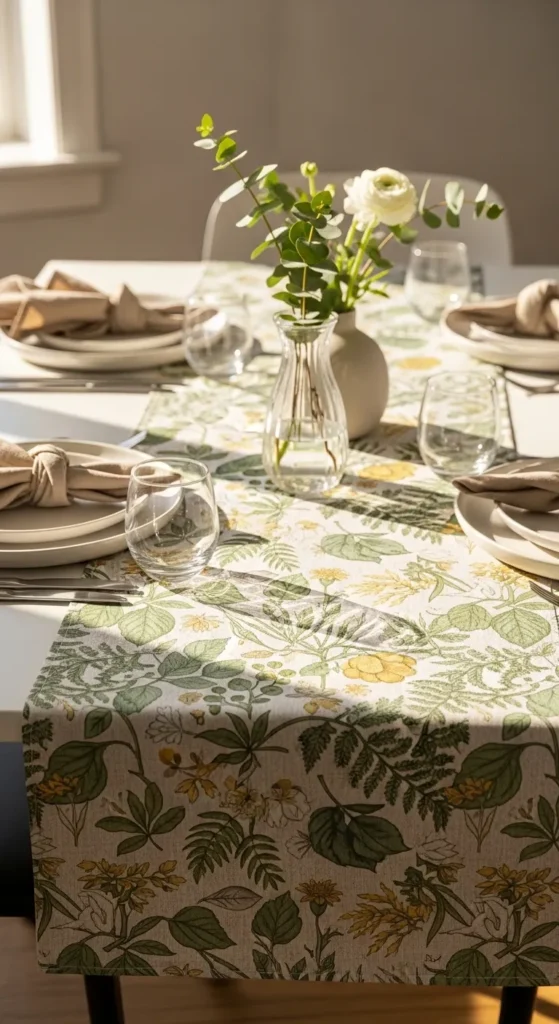 Botanical Fabric Table Runner