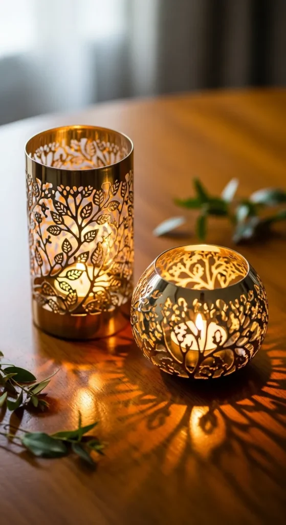 Botanical Motif Candle Holders