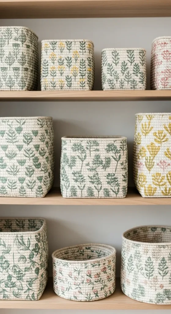 Botanical Motif Storage Baskets