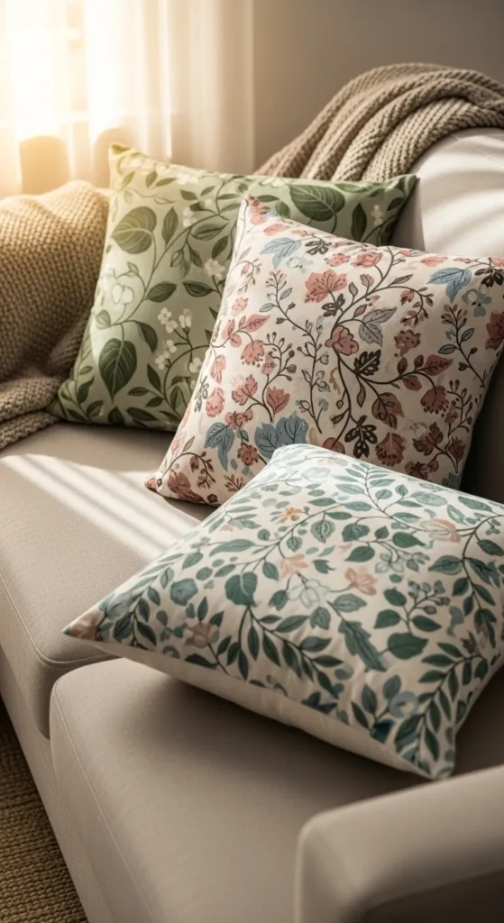 Botanical Patterned Throw Pillow Covers