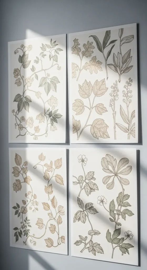Botanical Patterned Wallpaper Panels