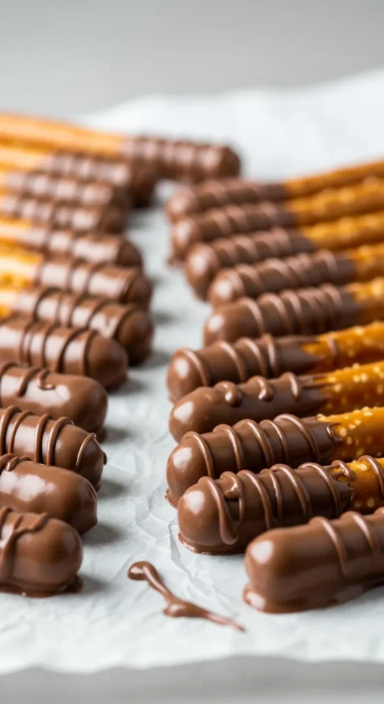 Chocolate Dipped Pretzel Rods