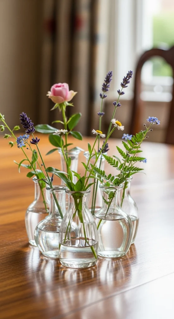 Clustered Bud Vases With Garden Stems