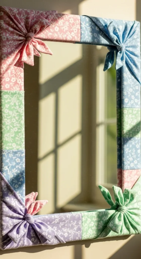 Corner-Wrapped Fabric Mirror