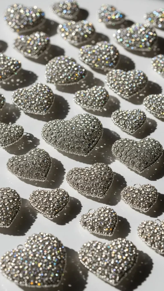 Crystal-Edged Wire Hearts