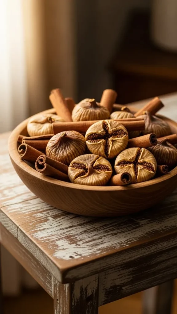 Dried Fig and Cinnamon Bark Display