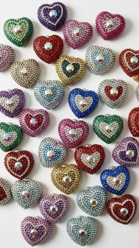 Faux Gem Mosaic Hearts