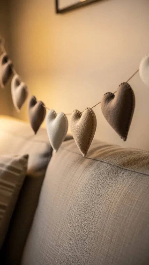Felt Heart Garland With Neutral Layers
