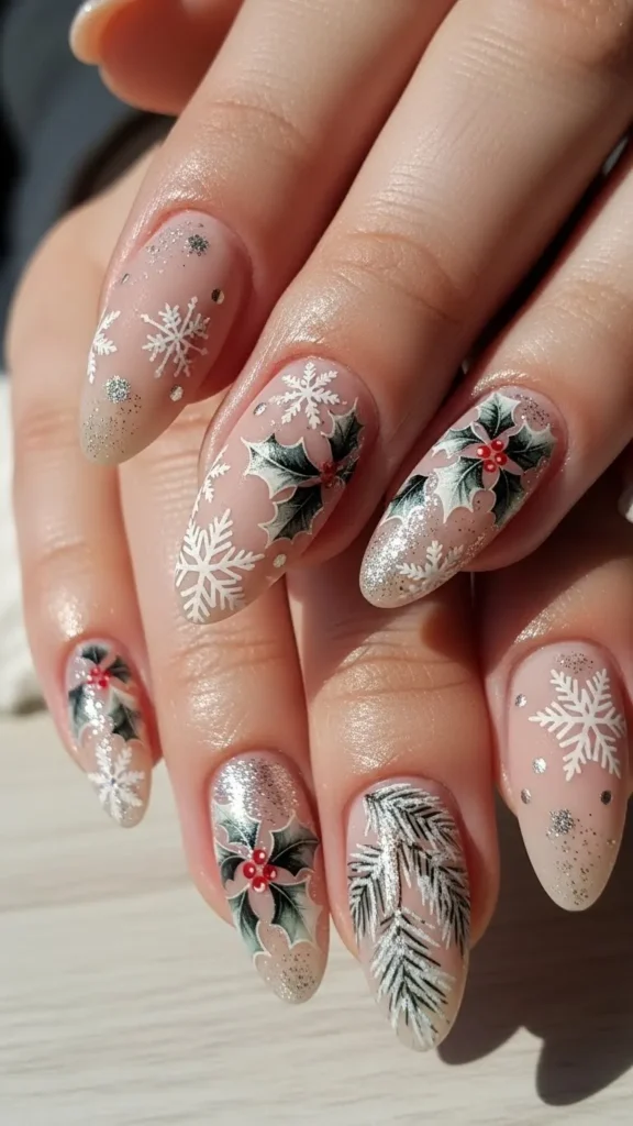 Festive Floral Nail Stickers