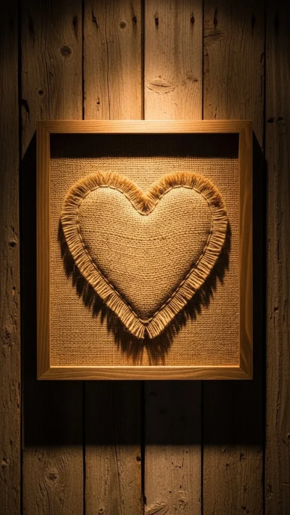 Framed Burlap Heart Art