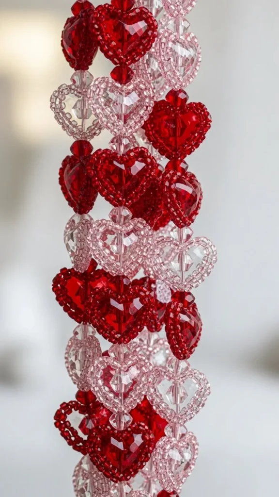 Glass Beaded Heart Ornaments