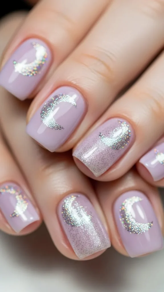 Glitter Crescent Moon Stickers