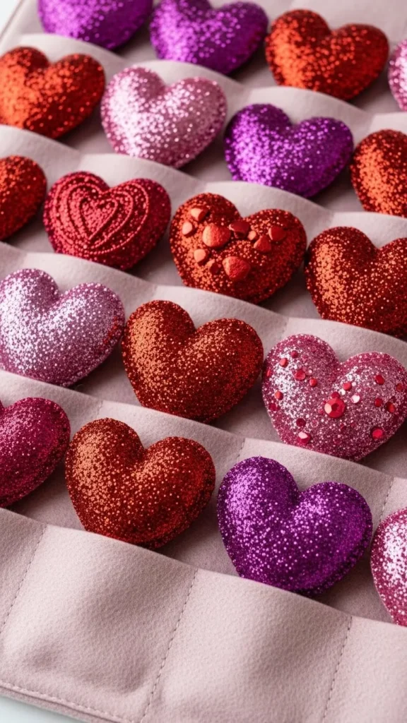 Glitter Felt Heart Pockets