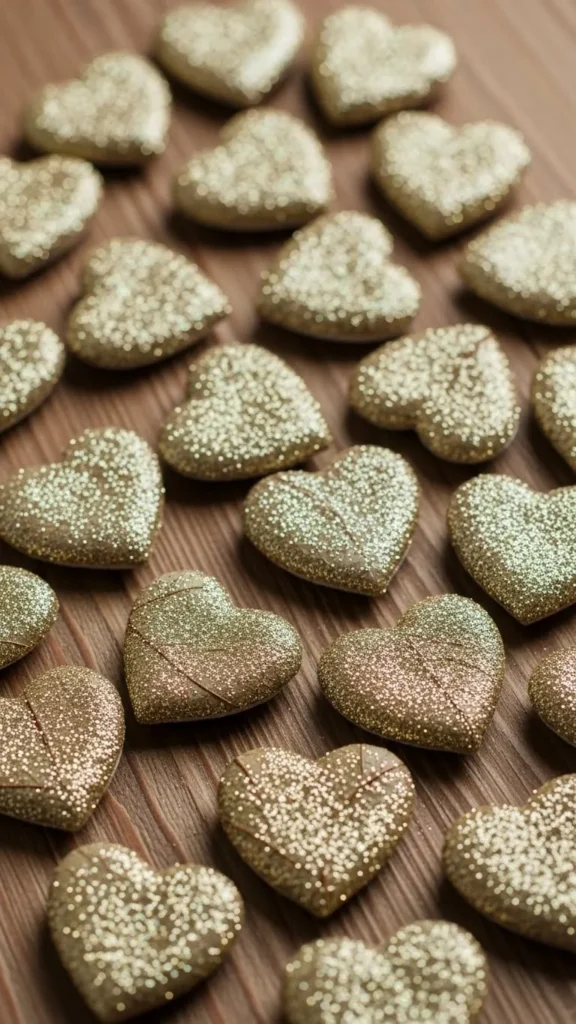 Glitter Leaf Pressed Hearts