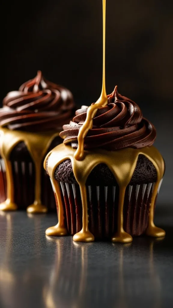 Gold Drip Chocolate Cupcakes