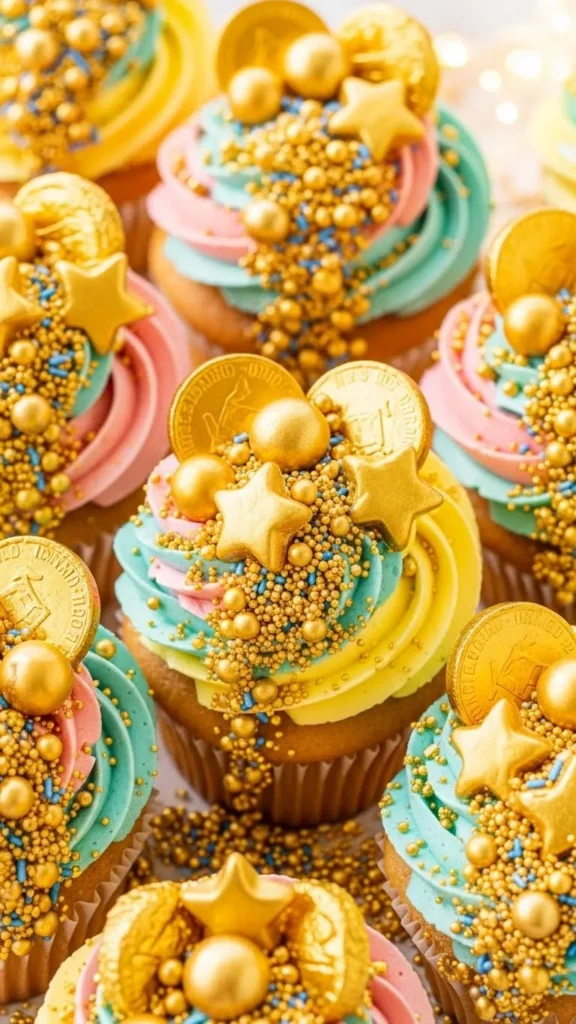 Gold Sprinkle Explosion Cupcakes