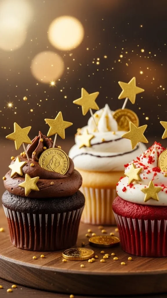 Gold Star Accent Cupcakes
