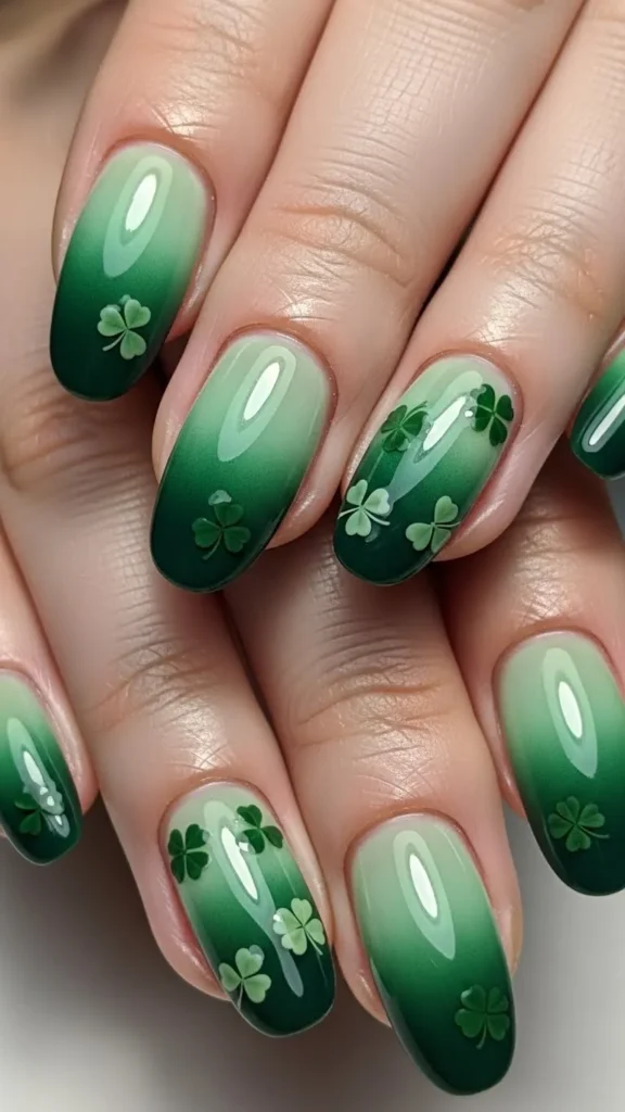 Green Gradient With Clover Detail