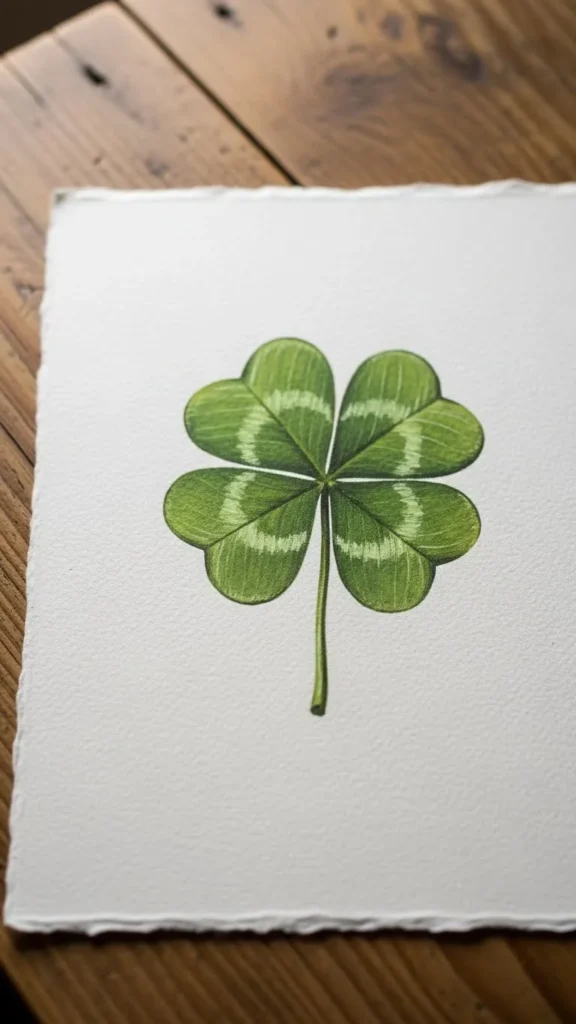 Hand-Painted Four-Leaf Clover Prints