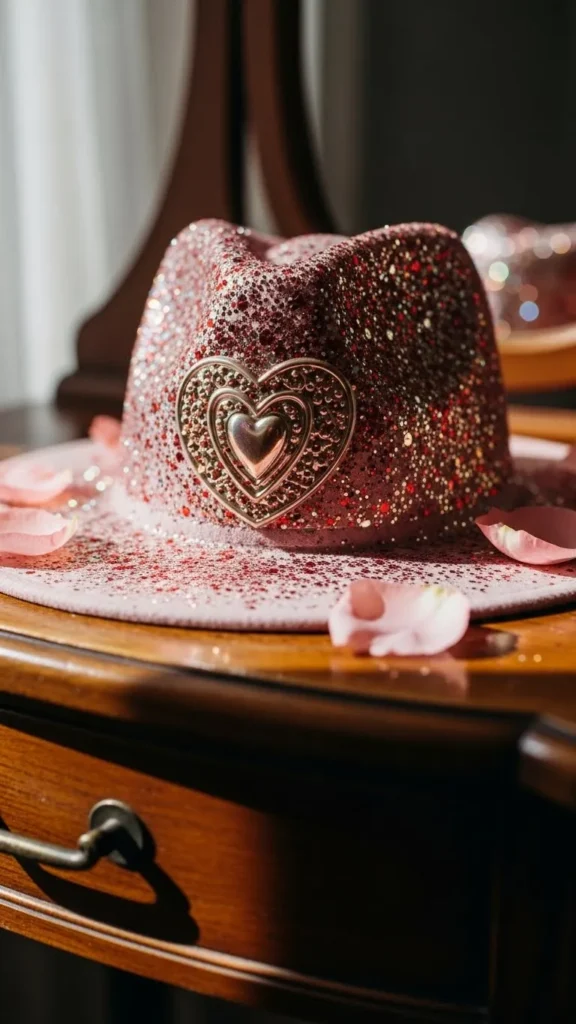 Heart Accent Glitter Hat