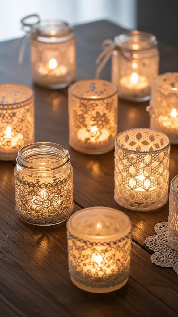 Lace-Covered Tea Light Holders