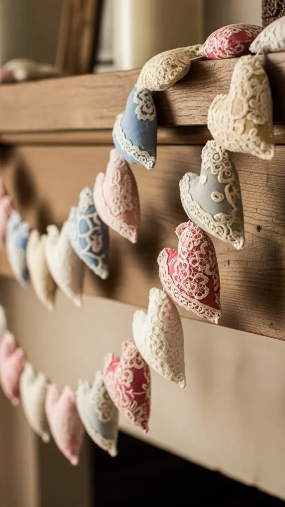 Lace-Trimmed Heart Garland