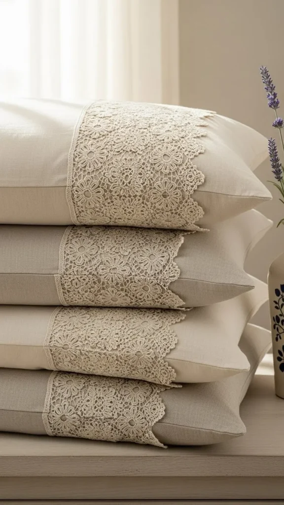 Lace-Trimmed Pillow Covers