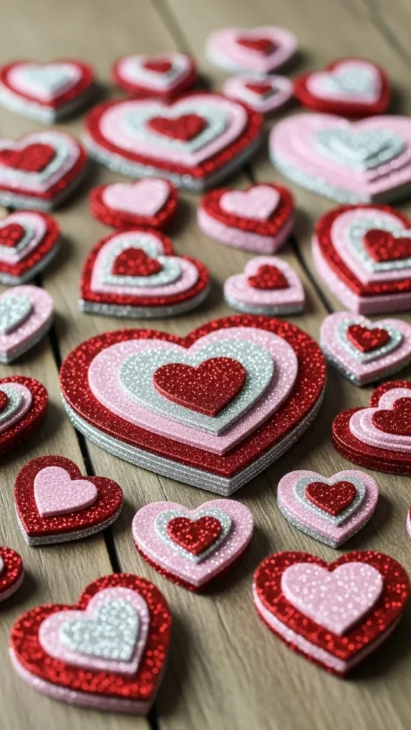 Layered Glitter Cardstock Hearts