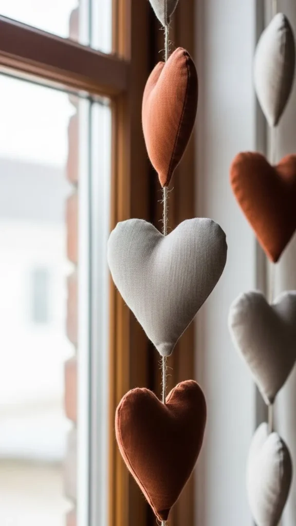 Linen Fabric Heart Garland