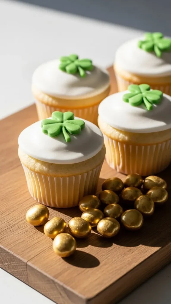 Lucky Clover Gold Cupcakes