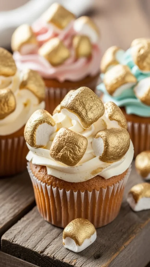 Marshmallow Gold Nugget Cupcakes