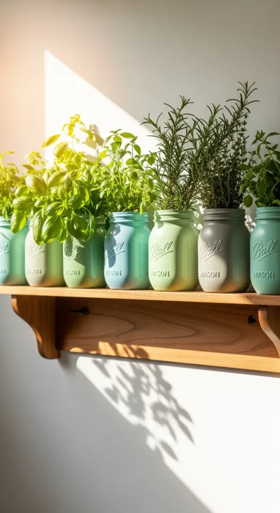 Mason Jar Herb Shelf