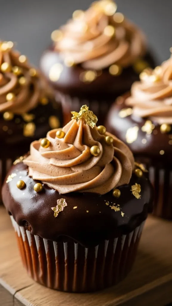 Minimal Gold Dot Cupcakes