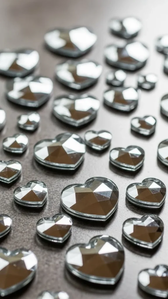 Mirror Tile Heart Ornaments