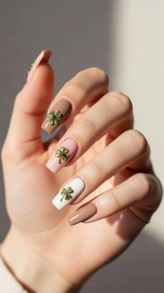 Mixed Nail Shapes With Clovers