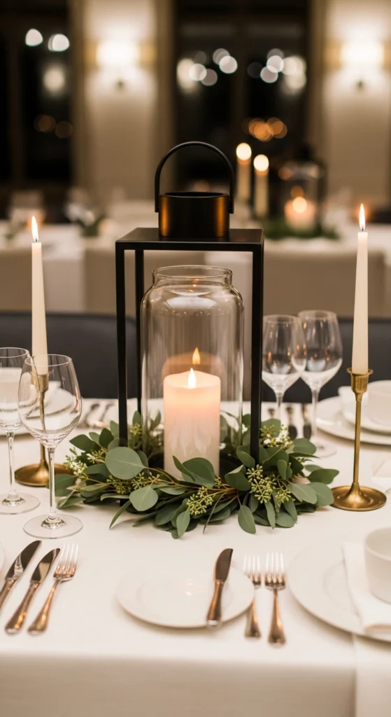 Neutral Lantern With Green Accent