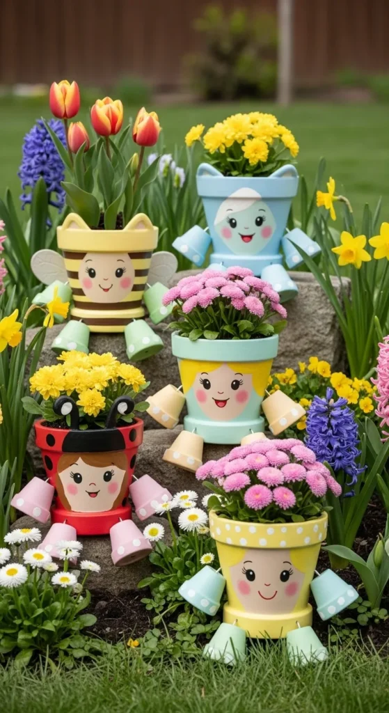 Painted Clay Pot Characters