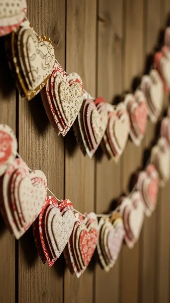 Paper-With-Fabric Heart Garland