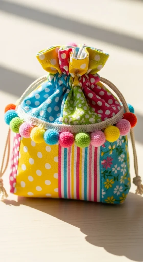 Pom-Pom Trim Charm Bags