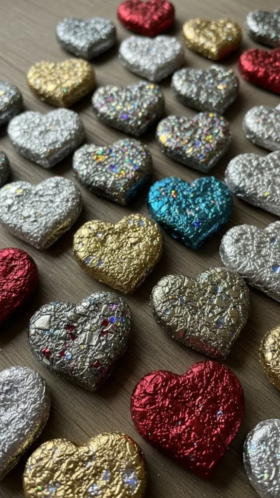 Pressed Foil Clay Hearts