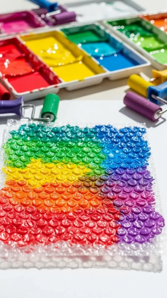 Rainbow Bubble Wrap Prints