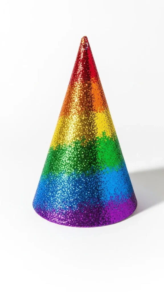 Rainbow Glitter Party Hat