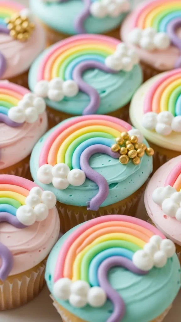 Rainbow Path Gold Cupcakes